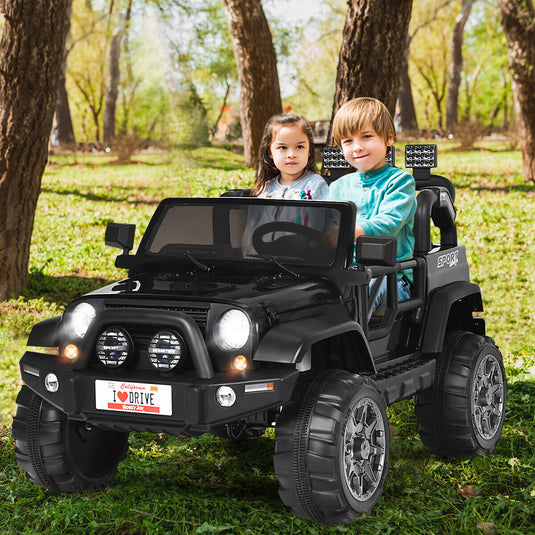 HoneyJoy 12V Kids Ride On Truck with Remote Control and Storage - Black