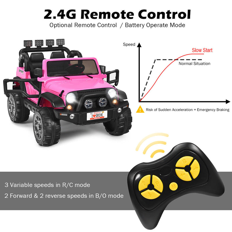 Load image into Gallery viewer, HoneyJoy 12V Kids Ride On Truck with Remote Control and Storage - Pink
