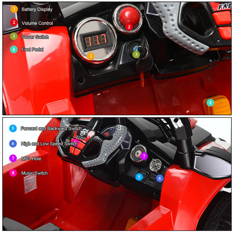 Load image into Gallery viewer, HoneyJoy 12V RC Truck Car with LED Light and MP3 Player - Perfect Christmas Gift for Kids
