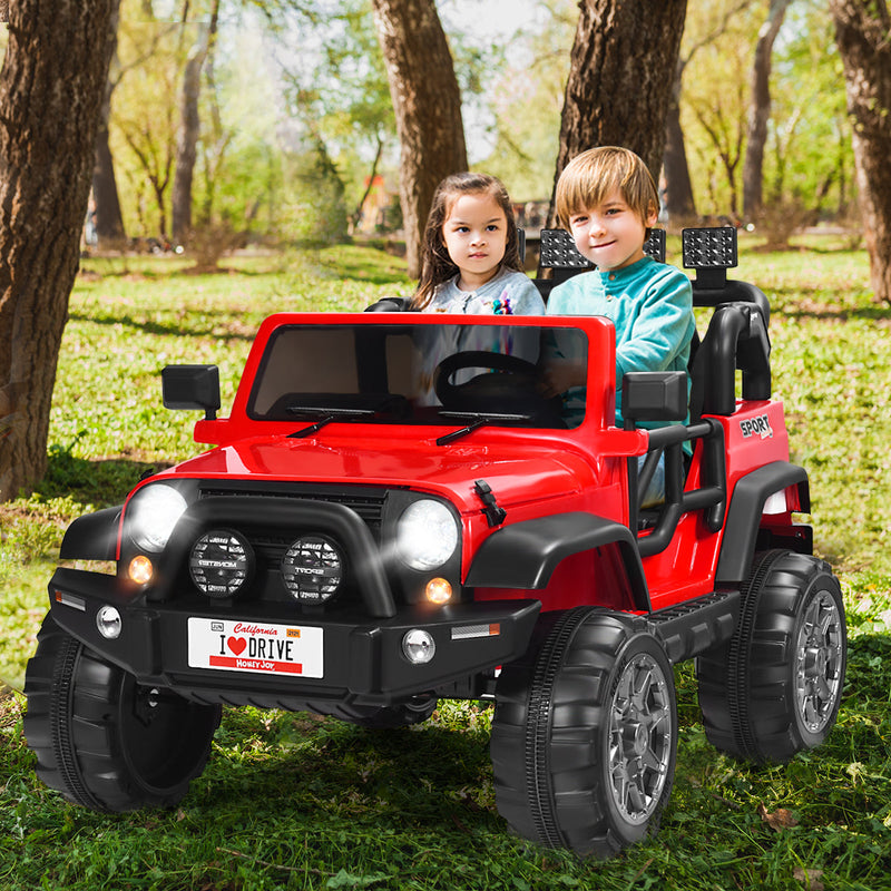 Load image into Gallery viewer, HoneyJoy 2 Seater Ride On Truck for Kids - 12V RC Electric Vehicle with Storage
