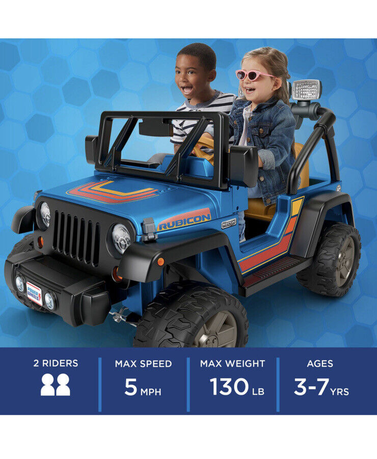 Load image into Gallery viewer, Hot Wheels Jeep Wrangler Ride-On - Blue (CBG61) - 2 Seater
