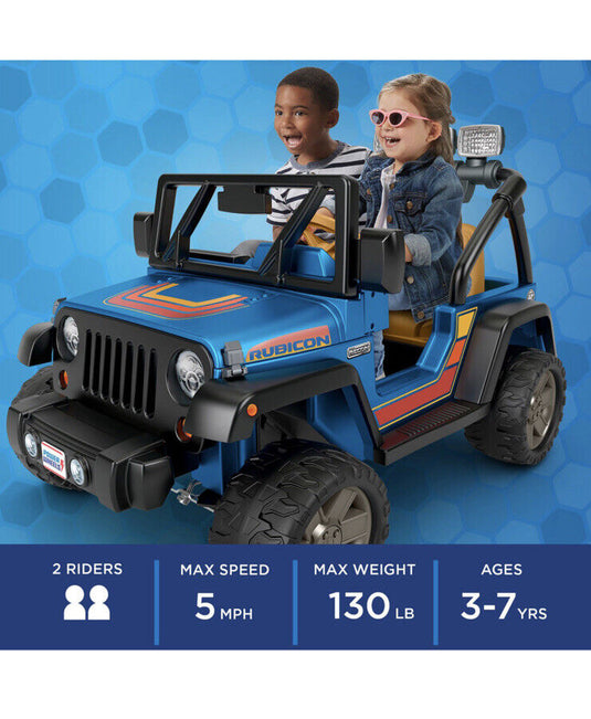 Hot Wheels Jeep Wrangler Ride-On - Blue (CBG61) - 2 Seater