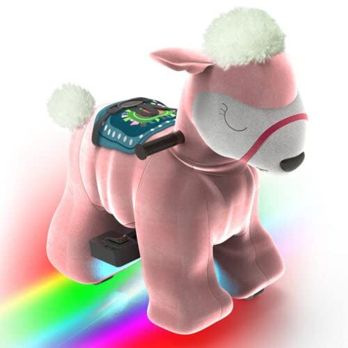 HOVER HEART Electric Alpaca Ride-On Toy, 6V Powered Animal Ride with Wheels