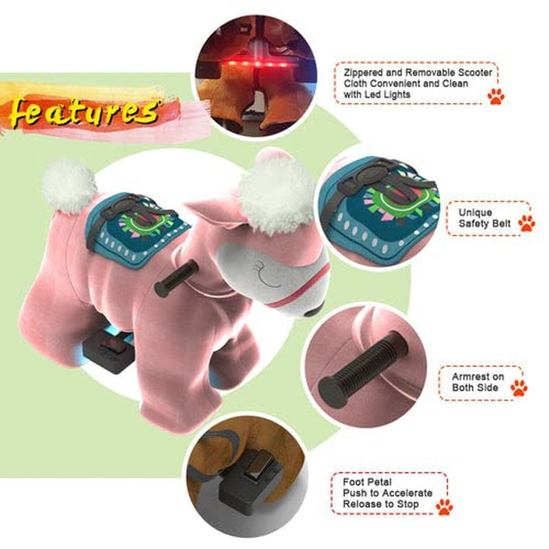 Load image into Gallery viewer, HOVER HEART Electric Alpaca Ride-On Toy, 6V Powered Animal Ride with Wheels
