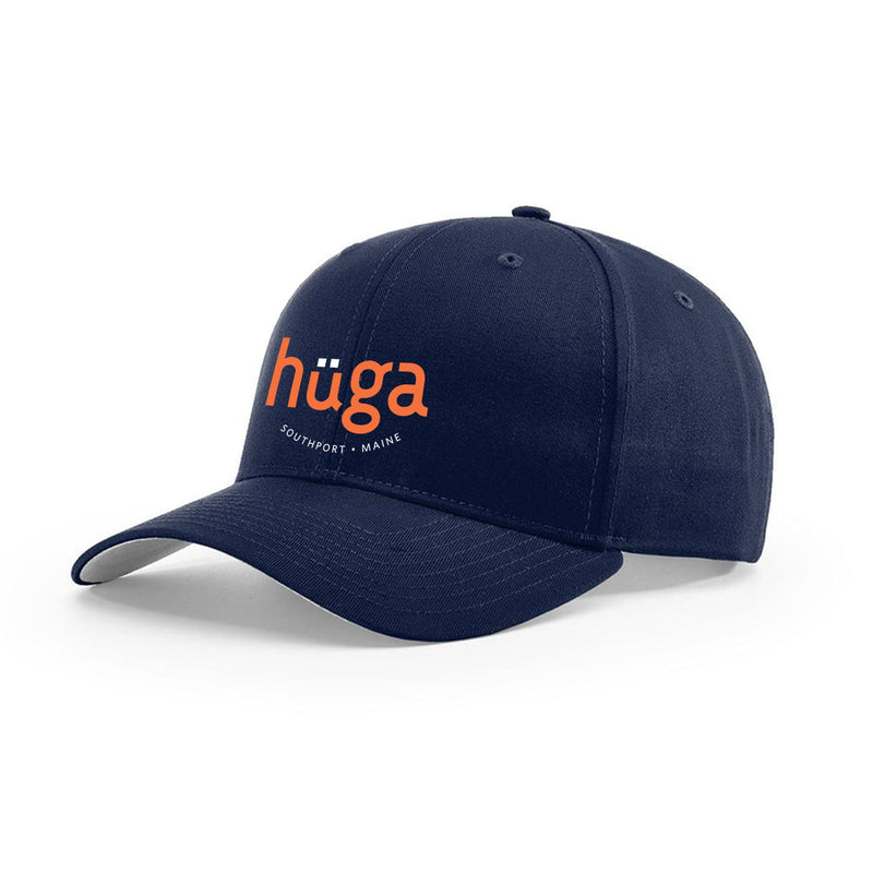 Load image into Gallery viewer, Hüga Baseball Hat / Navy Hat with Orange Logo
