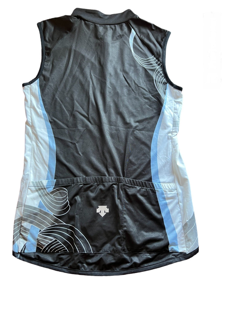 Load image into Gallery viewer, Descente Women&#39;s Spirit Sleeveless Jersey, Black/Ice Blue, Medium
