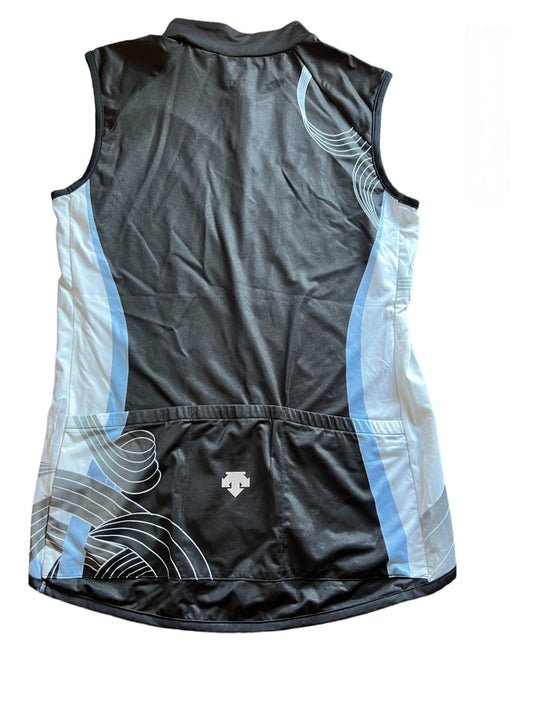 Descente Women's Spirit Sleeveless Jersey, Black/Ice Blue, Medium