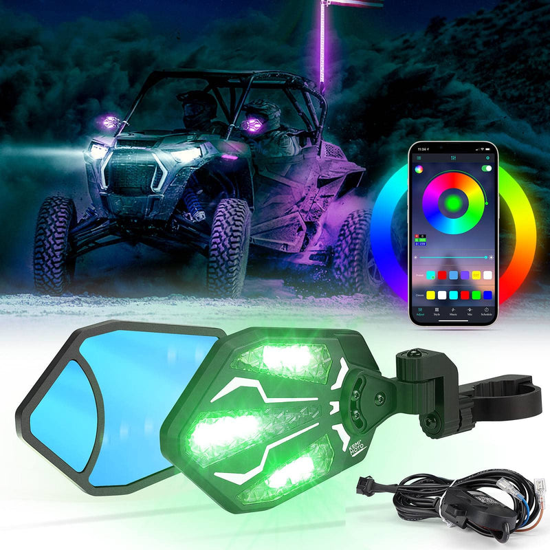 Load image into Gallery viewer, Aluminium RGB UTV Side Mirrors for Can Am Maverick X3/ RZR w/ 1.6"-2" Roll Bar (1 pair)
