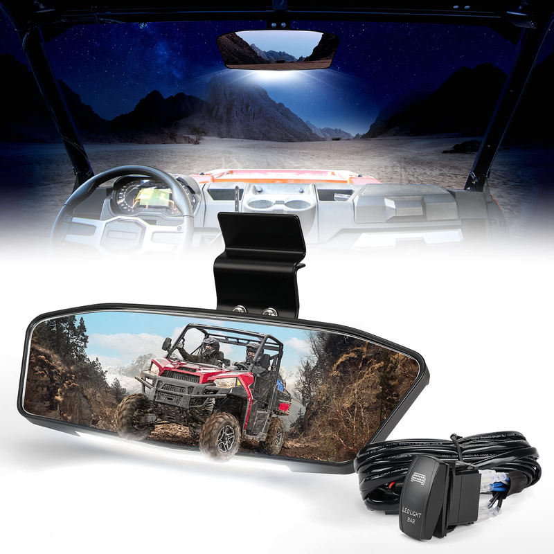 Load image into Gallery viewer, UTV Rear View Mirror with LED Light for Polaris Ranger/ Defender 2015-2024
