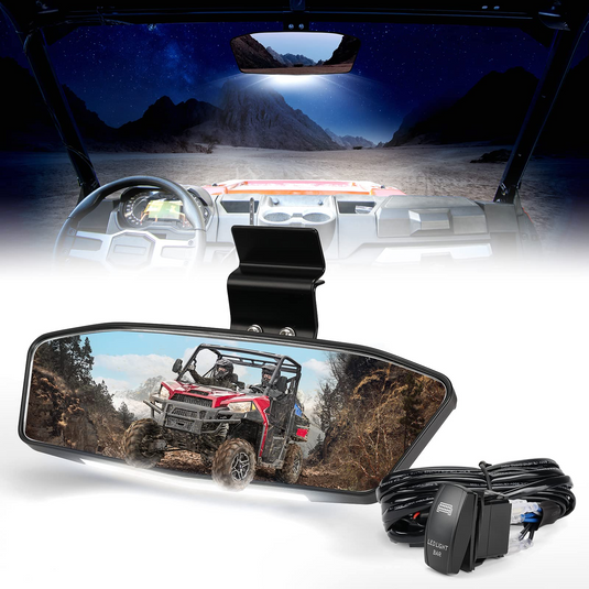 UTV Rear View Mirror with LED Light for Polaris Ranger/ Defender 2015-2024
