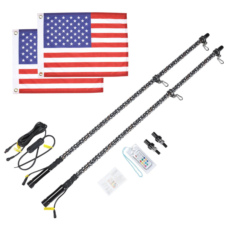Load image into Gallery viewer, 3FT Spiral Whip Light with RF Remote Control, 366 colors, 2 pcs
