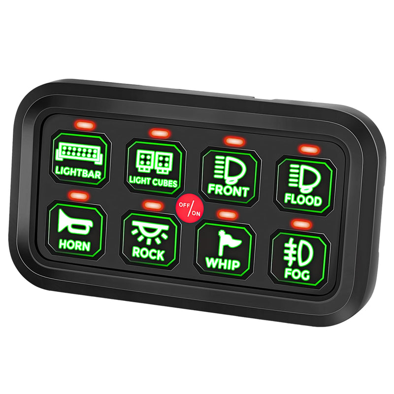 Load image into Gallery viewer, 12-24V 8 Gang Switch Panel for Cars, UTVs, Trucks, Wrangler &amp; RZR X3
