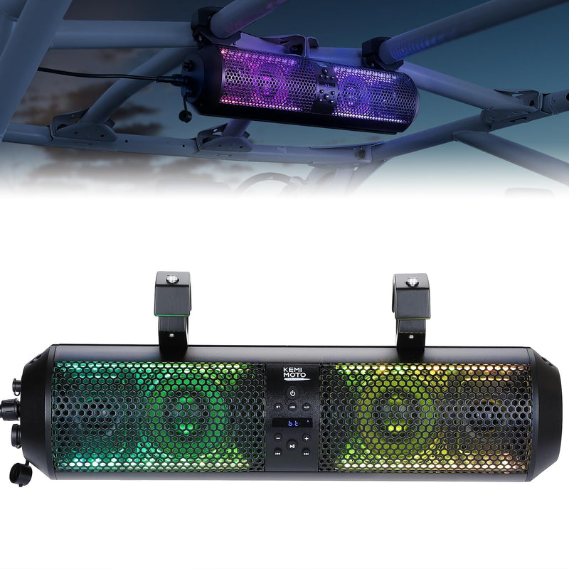 Load image into Gallery viewer, 18" UTV Sound Bar RGB Bluetooth for Can Am Maverick X3/ RZR w/ 1.56"-2.25" Roll Bar
