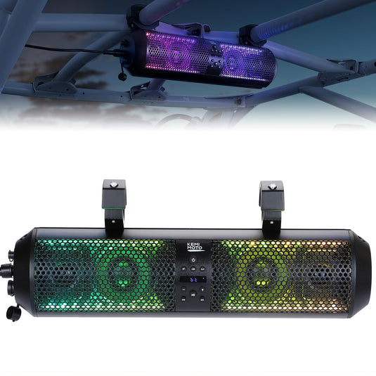 18" UTV Sound Bar RGB Bluetooth for Can Am Maverick X3/ RZR w/ 1.56"-2.25" Roll Bar