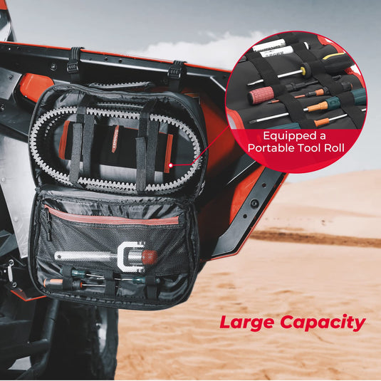 UTV ATV Drive Belt Storage Bag with Tool Roll for Can-Am, Polaris