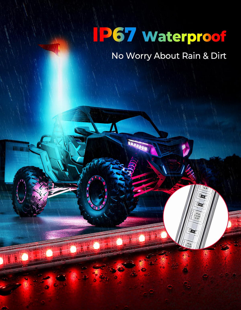 Load image into Gallery viewer, LED Whip Lights for ATV/UTV/RZR (5FT &amp; RGB - 1PC)
