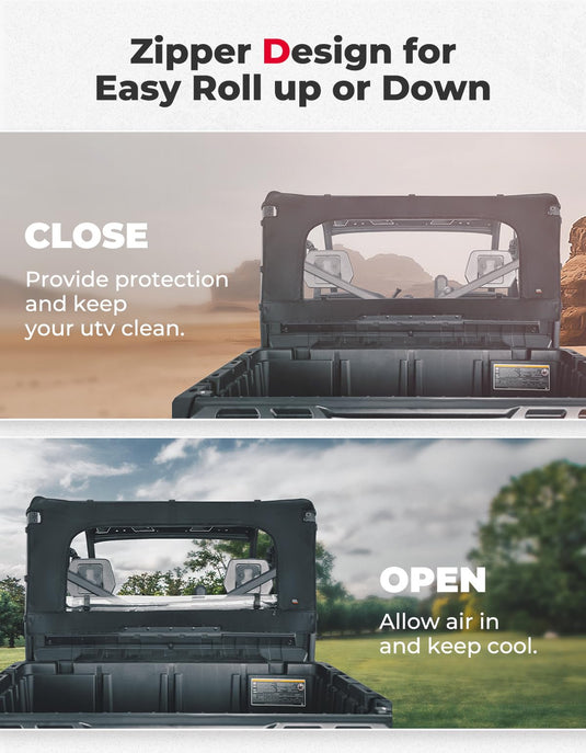 Soft Rear Windshield with Zipper for Can-Am Defender HD10|9|8|7|5