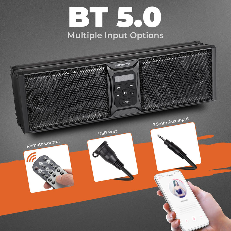 Load image into Gallery viewer, 16'' RGB UTV ATV Golf Cart Sound Bar, BT 5.0, Amplified, IP65 Waterproof Dustproof
