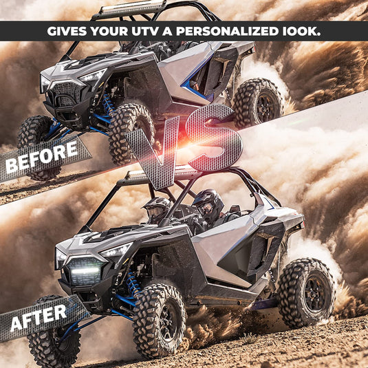 Front Mesh Grill with LED Light Bar for Polaris RZR PRO XP/TURBO R