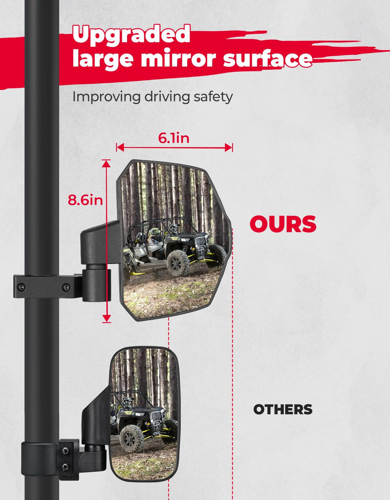 Load image into Gallery viewer, UTV Universal Large View Side Mirrors for 1.65"-2" Roll Bar
