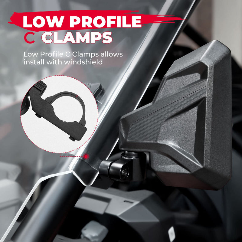 Load image into Gallery viewer, UTV Side Mirrors Fit with Windshield for 1.6"-2" Roll Bar
