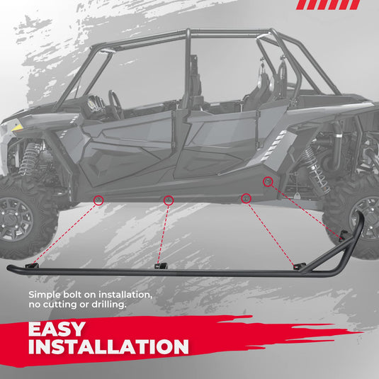 Steel Nerf Bars Fit Polaris RZR XP 4 1000 / 4 Turbo 2014-2023