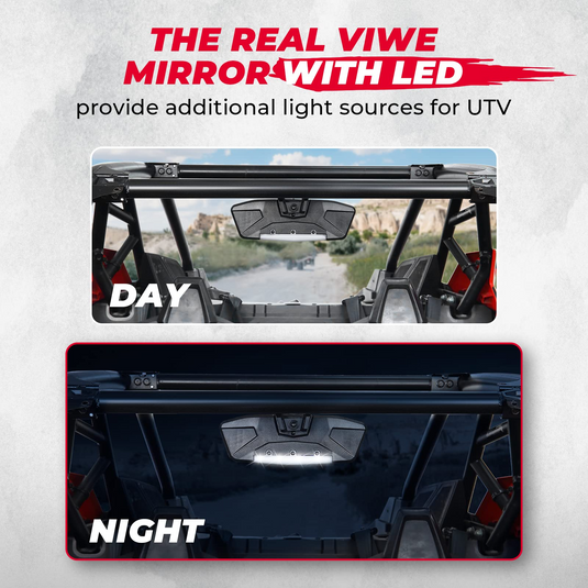 Aluminum Rear View Mirror with Light for Polaris RZR PRO XP/R
