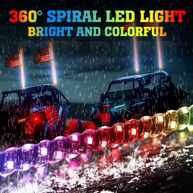 Load image into Gallery viewer, 3FT Spiral Whip Light with RF Remote Control, 366 colors, 2 pcs
