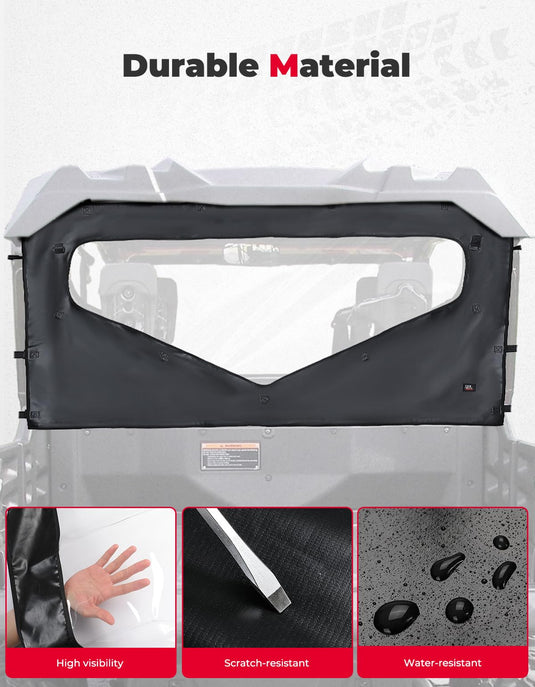 UTV Roll Up/ Down Soft Rear Window for Honda Pioneer 1000-6