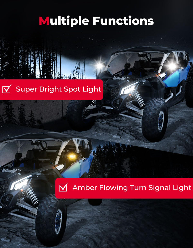 Load image into Gallery viewer, Side Mirrors with LED Turn Lights for Can Am Maverick X3/ RZR w/ 1.6"-2" Roll Bar
