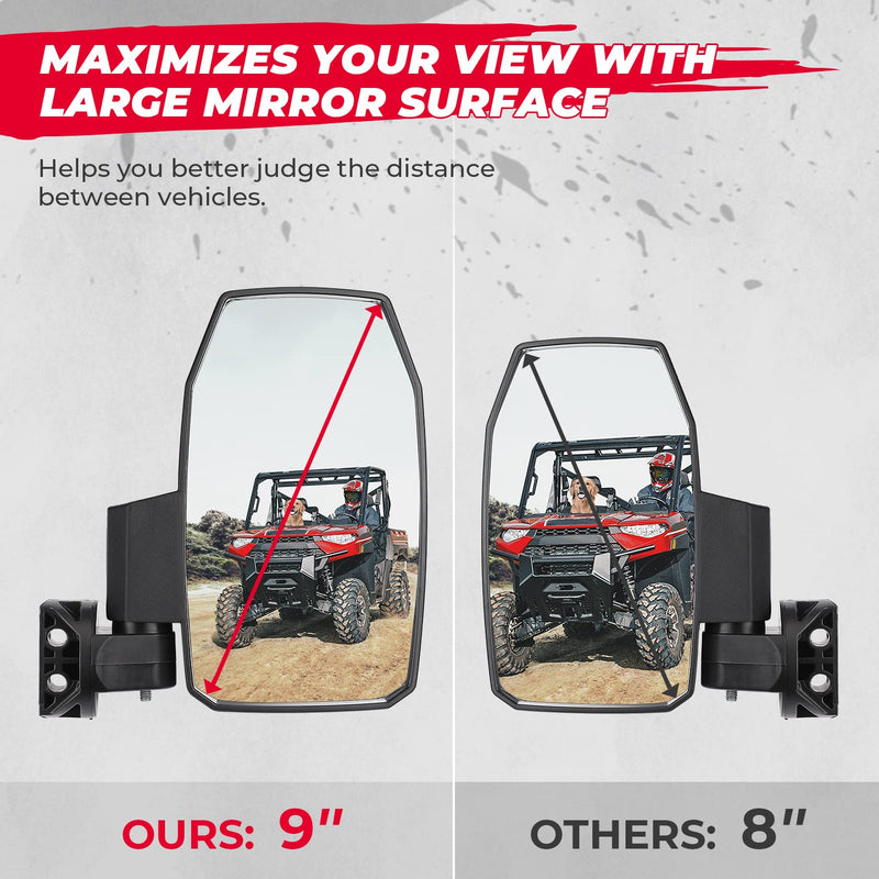 Load image into Gallery viewer, Upgraded UTV Wider Pro-Fit Side Mirrors for Polaris / Can-Am (1 pair)
