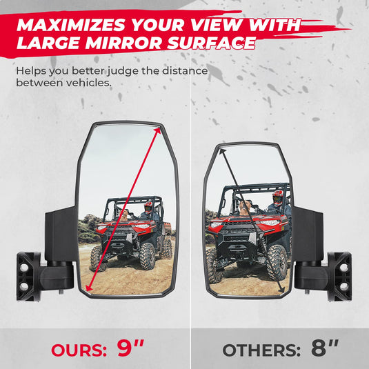 Upgraded UTV Wider Pro-Fit Side Mirrors for Polaris / Can-Am (1 pair)