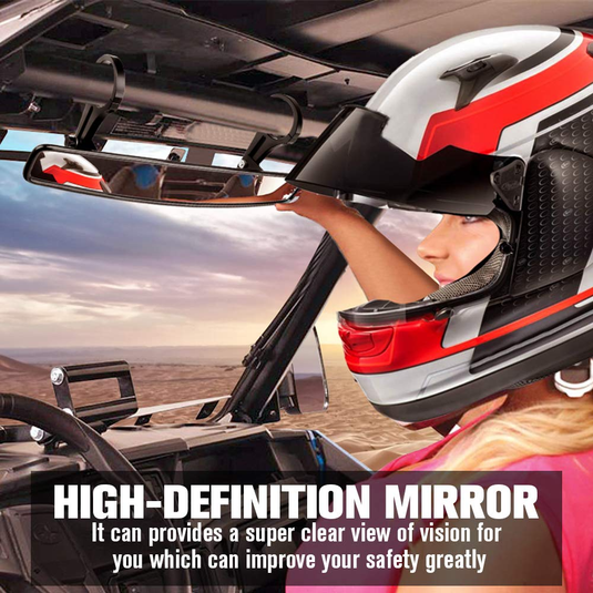 Rear View Mirror with 1.75" Clamps and Convex Design for Polaris RZR