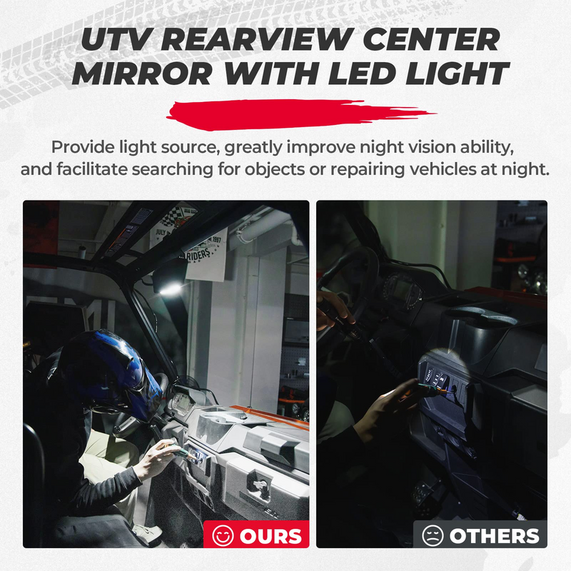 Load image into Gallery viewer, UTV Rear View Mirror with LED Light for Polaris Ranger/ Defender 2015-2024
