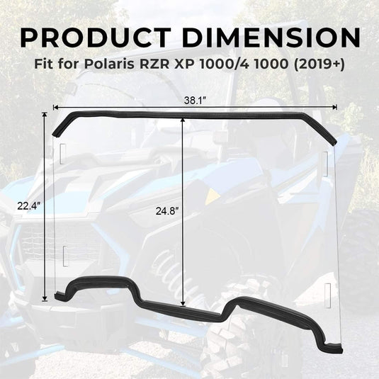Front Full Windshield with 4 Black Clamps for Polaris RZR