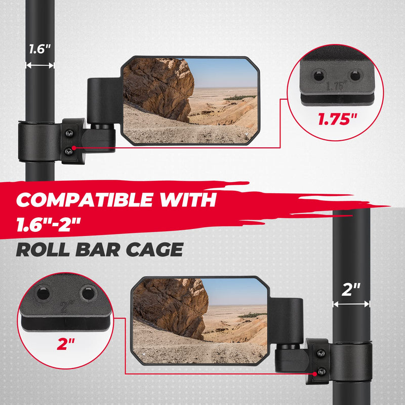 Load image into Gallery viewer, UTV Rear View Side Mirrors for 1.6" -2" CFMOTO zforce-950 (1 pair)
