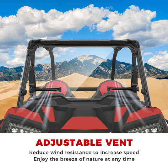 Front Windshield with Adjustable Vents for Polaris RZR XP 1000/4