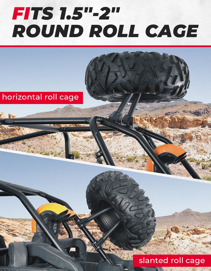 Load image into Gallery viewer, UTV Spare Tire Carrier for 1.5''-2'' Roll Cage for Polaros RZR, Kawasaki Mule
