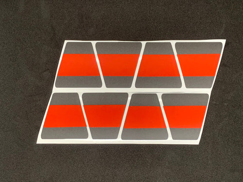 MATTE BLACK WITH MATTE RED LINE TRIPLE STRIPE REFLECTIVE HELMET (TET) TETRAHEDRON 8 PACK