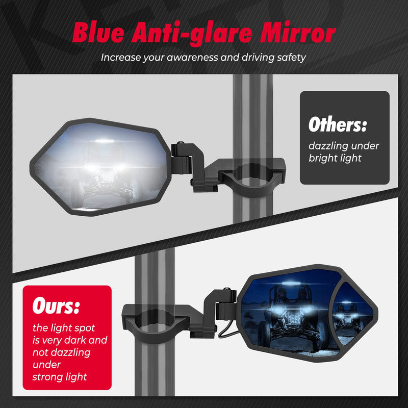 Load image into Gallery viewer, Aluminium RGB UTV Side Mirrors for Can Am Maverick X3/ RZR w/ 1.6"-2" Roll Bar (1 pair)
