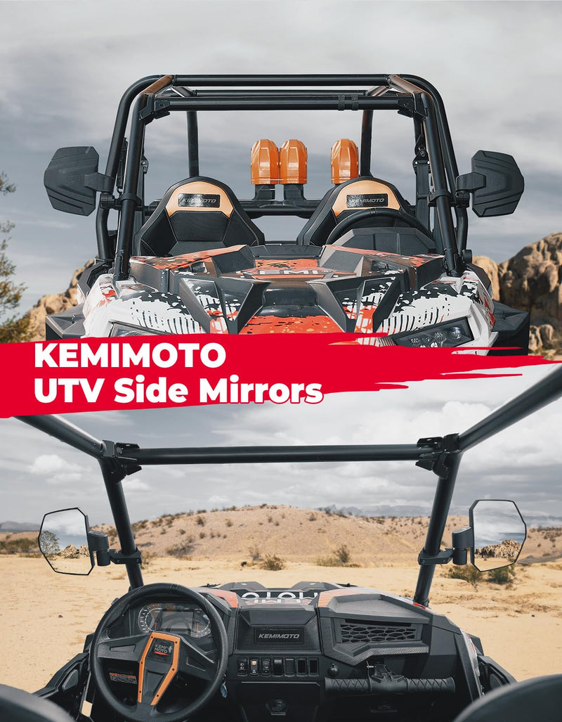 Load image into Gallery viewer, UTV Universal Large View Side Mirrors for 1.65"-2" Roll Bar
