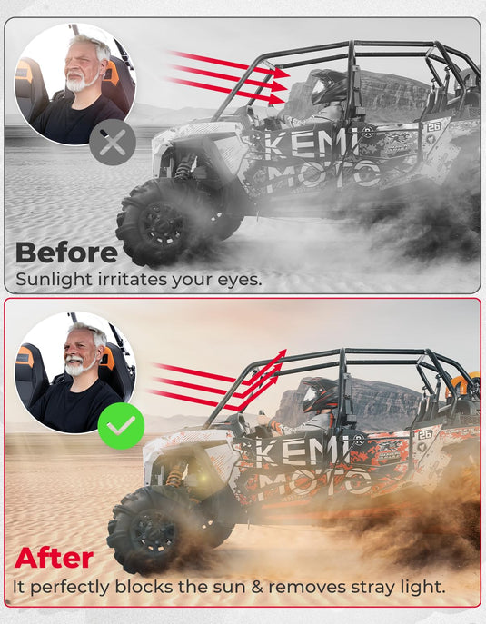 UTV Sun Visor Fit 1.5-2 in Roll Bars UTV Side X Side with Windshield