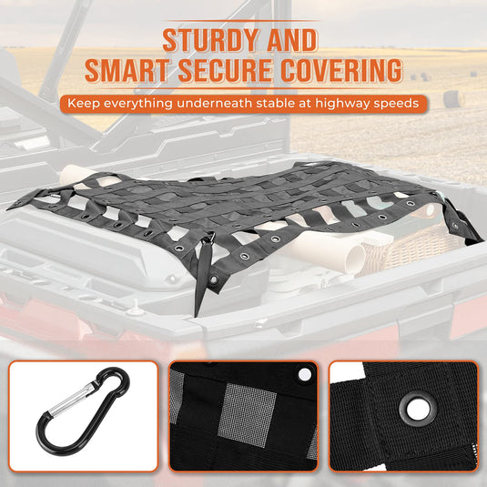 Heavy Duty UTV Bed Cargo Net for Polaris Ranger, Can-Am