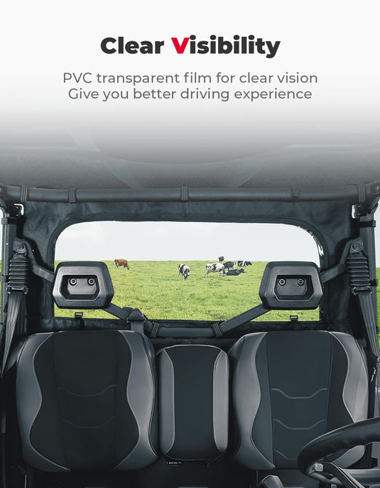 Soft Rear Windshield with Zipper for Can-Am Defender HD10|9|8|7|5