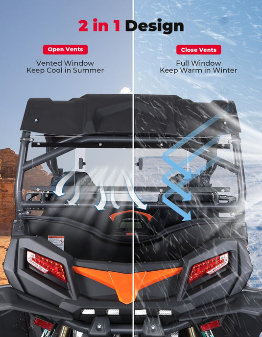 2-IN-1 Rear Windshield for CFMOTO ZForce 500 | 800 | 1000