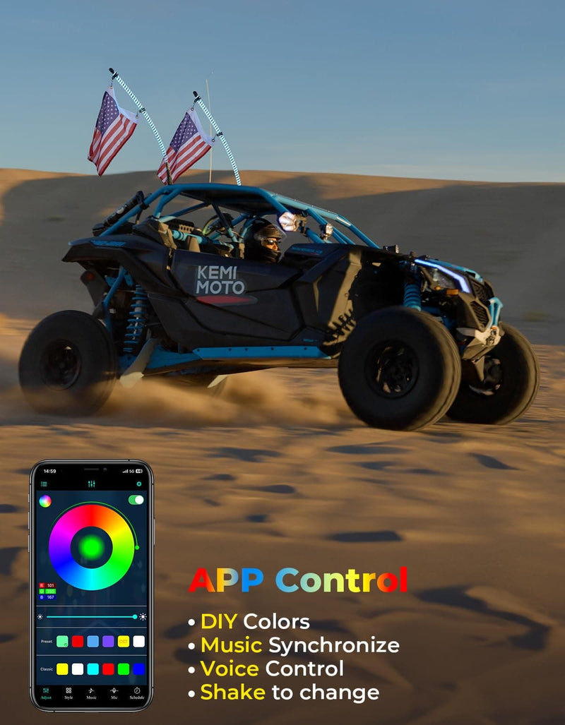 Load image into Gallery viewer, 2PCS 3FT COB Whip Lights w/ App &amp; Remote Control for UTV ATV Boats
