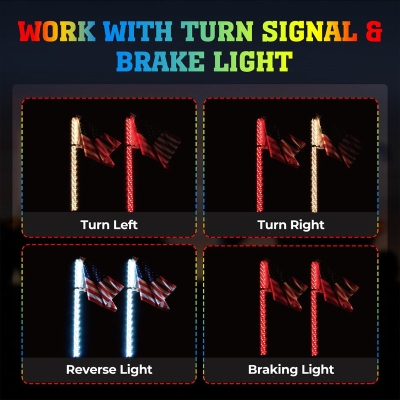 Load image into Gallery viewer, UTV ATV 5FT 2PCS Spiral Whip Light Bluetooth Control w/ Turn Signal Function
