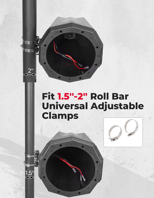 8-Inch Speaker Pod Enclosure for All 1.5" to 2" Roll Bar