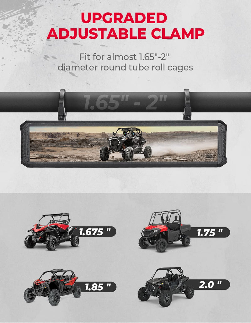 Load image into Gallery viewer, UTV Rear View Mirror with 1.65"-2" Sturdy Gear Clamp
