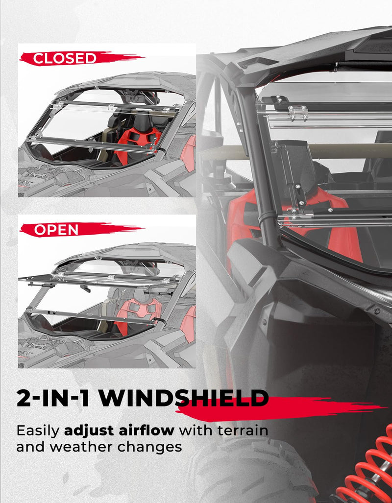 Load image into Gallery viewer, Scratch Resistant PC Flip Windshield for Can Am Maverick X3
